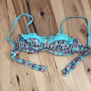 Maaji Pineapple Bikini Top, blue, pink, purple colors. Tie back